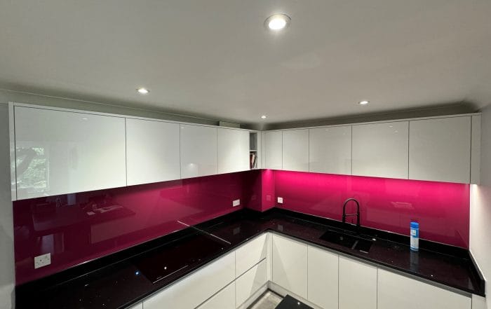 Custom hot pink splashback Cambridgeshire
