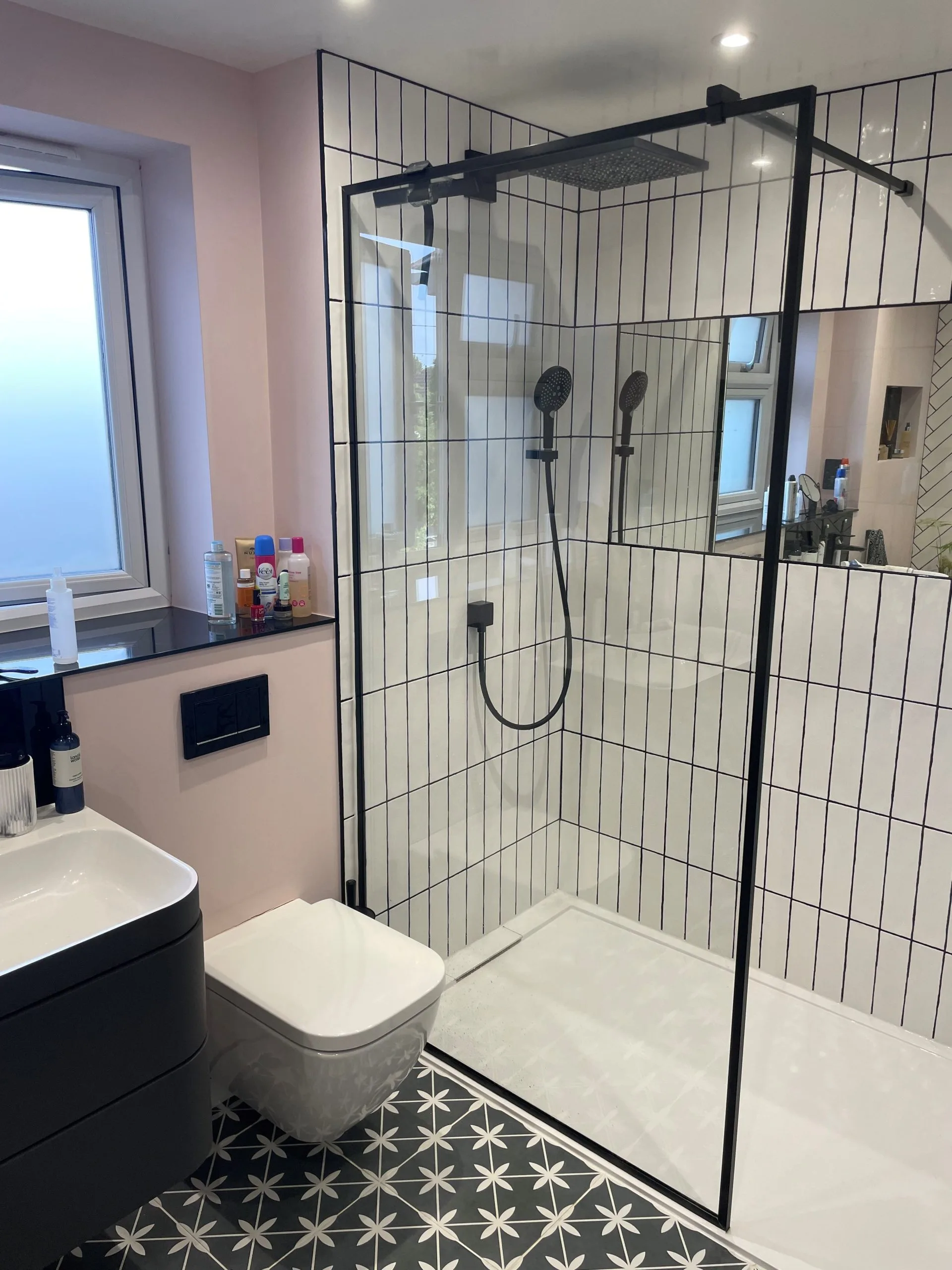 Black Framed Glass shower Screen Ely