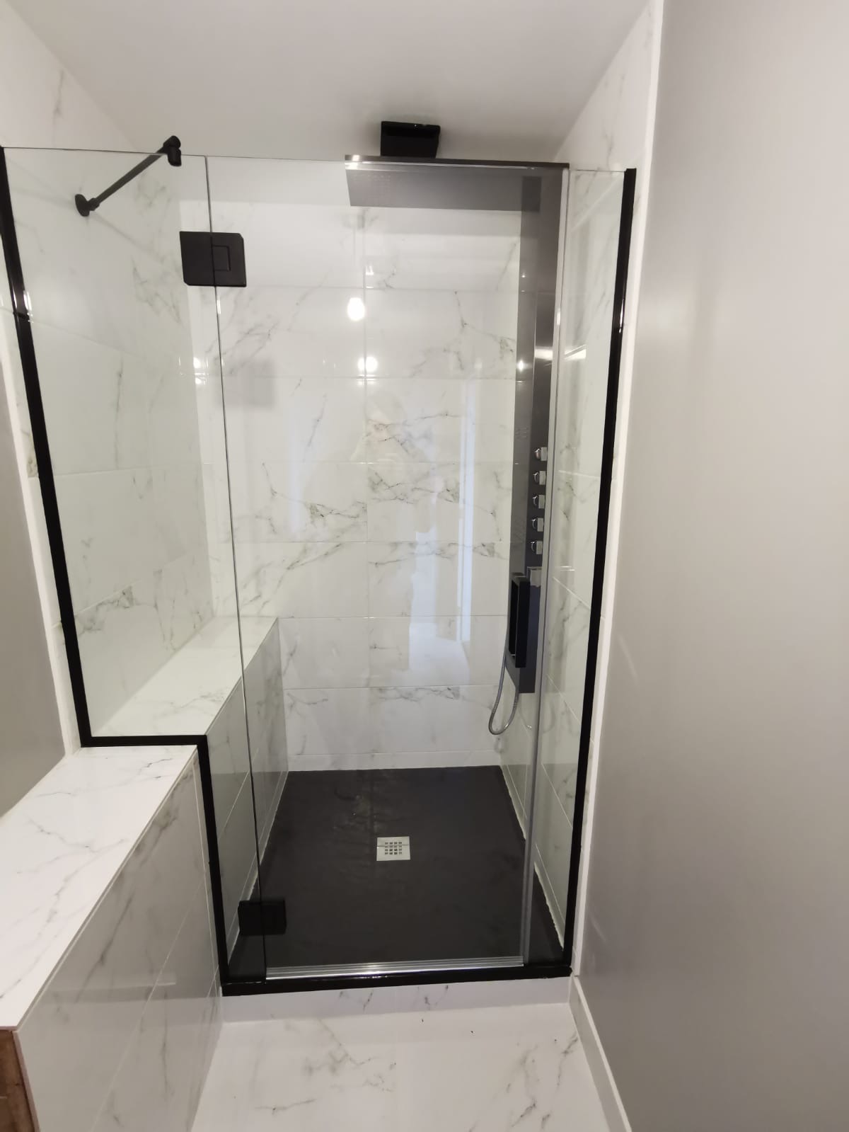Black Hardware and Glass Shower Screen Ely