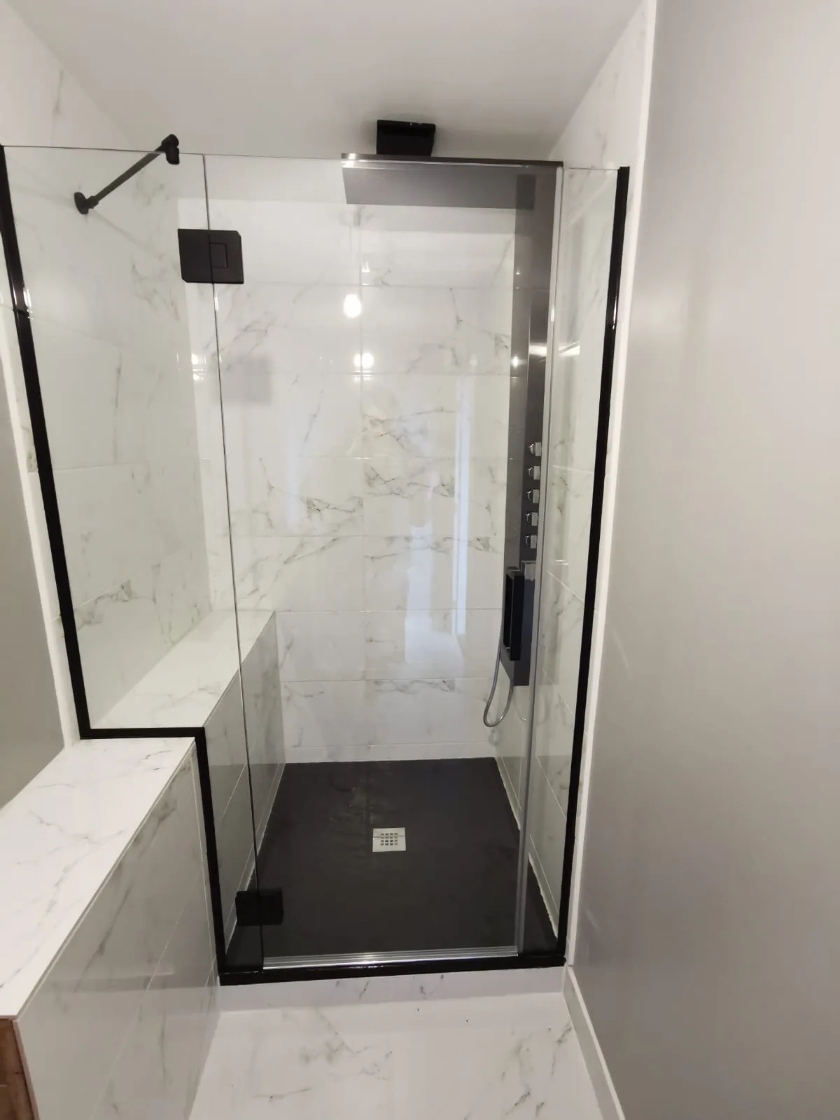 Black Hardware and Glass Shower Screen Ely
