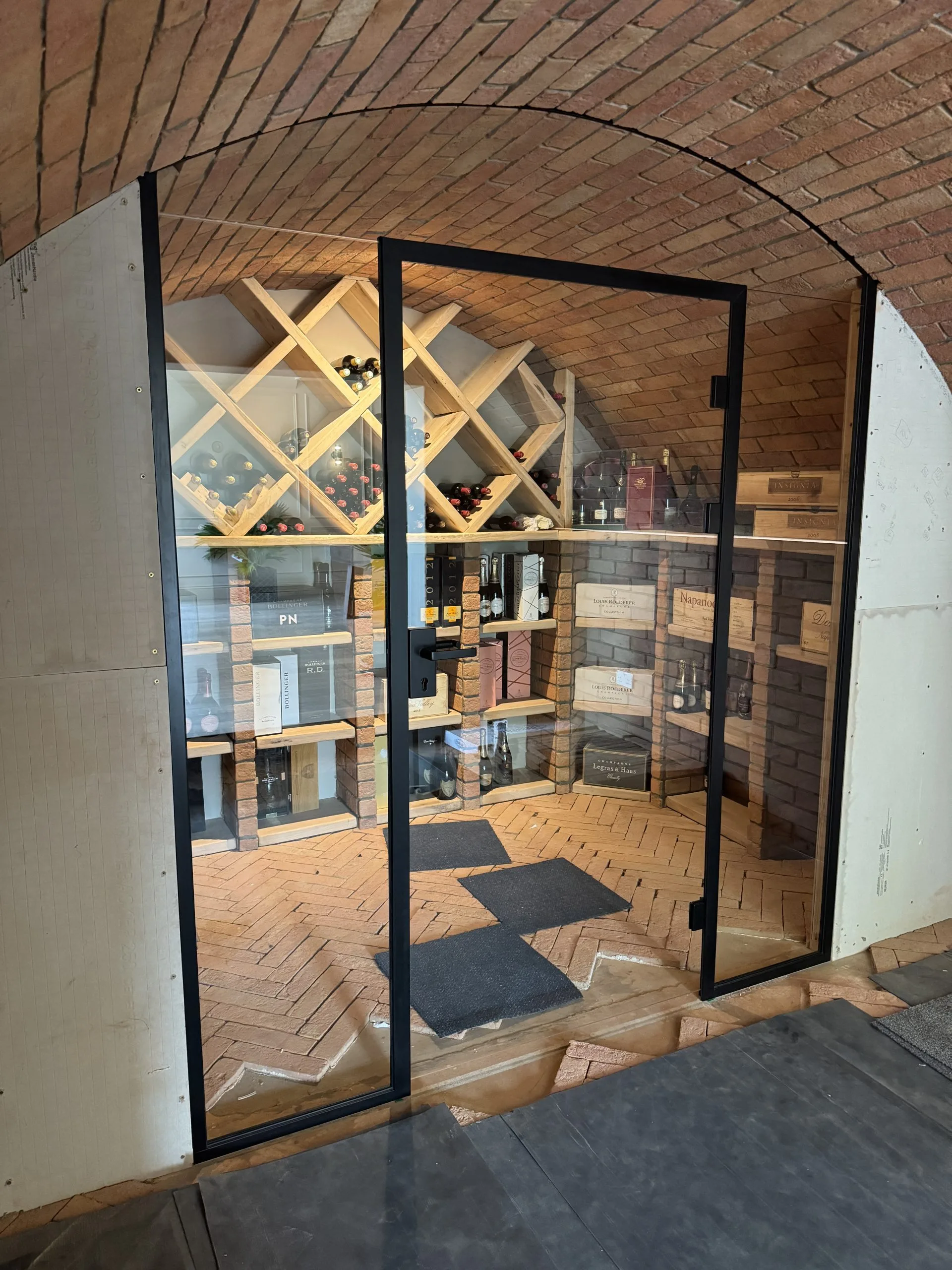 Glass partition and door with black hardware Cambridgeshire