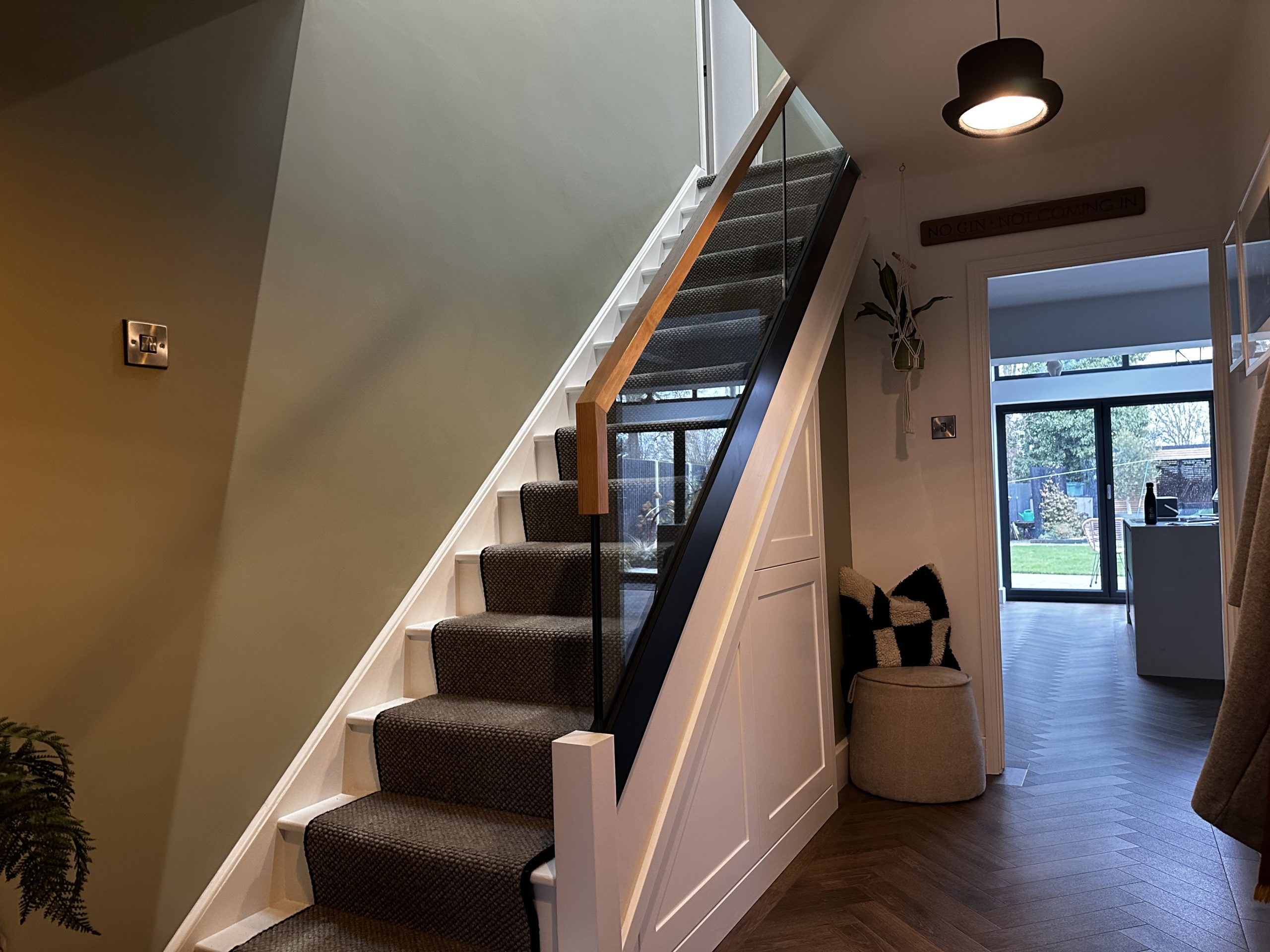 Glass Stair Balustrading with Oak Handrail
