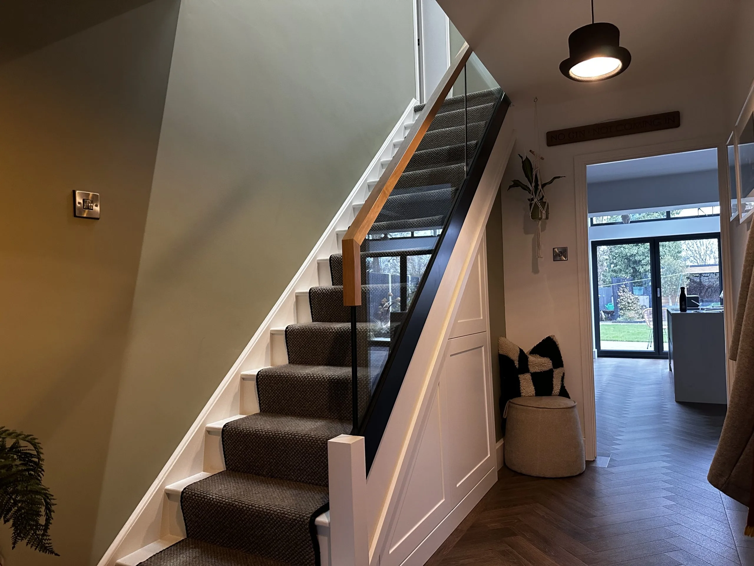 Glass Stair Balustrading with Oak Handrail