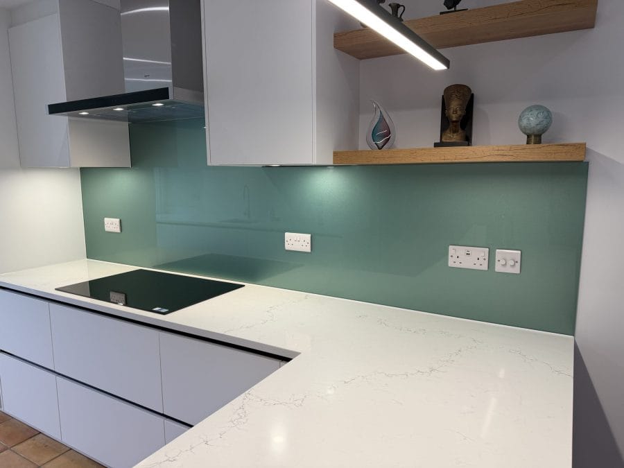 Glass Splashback to kitchen in home in Huntingdon
