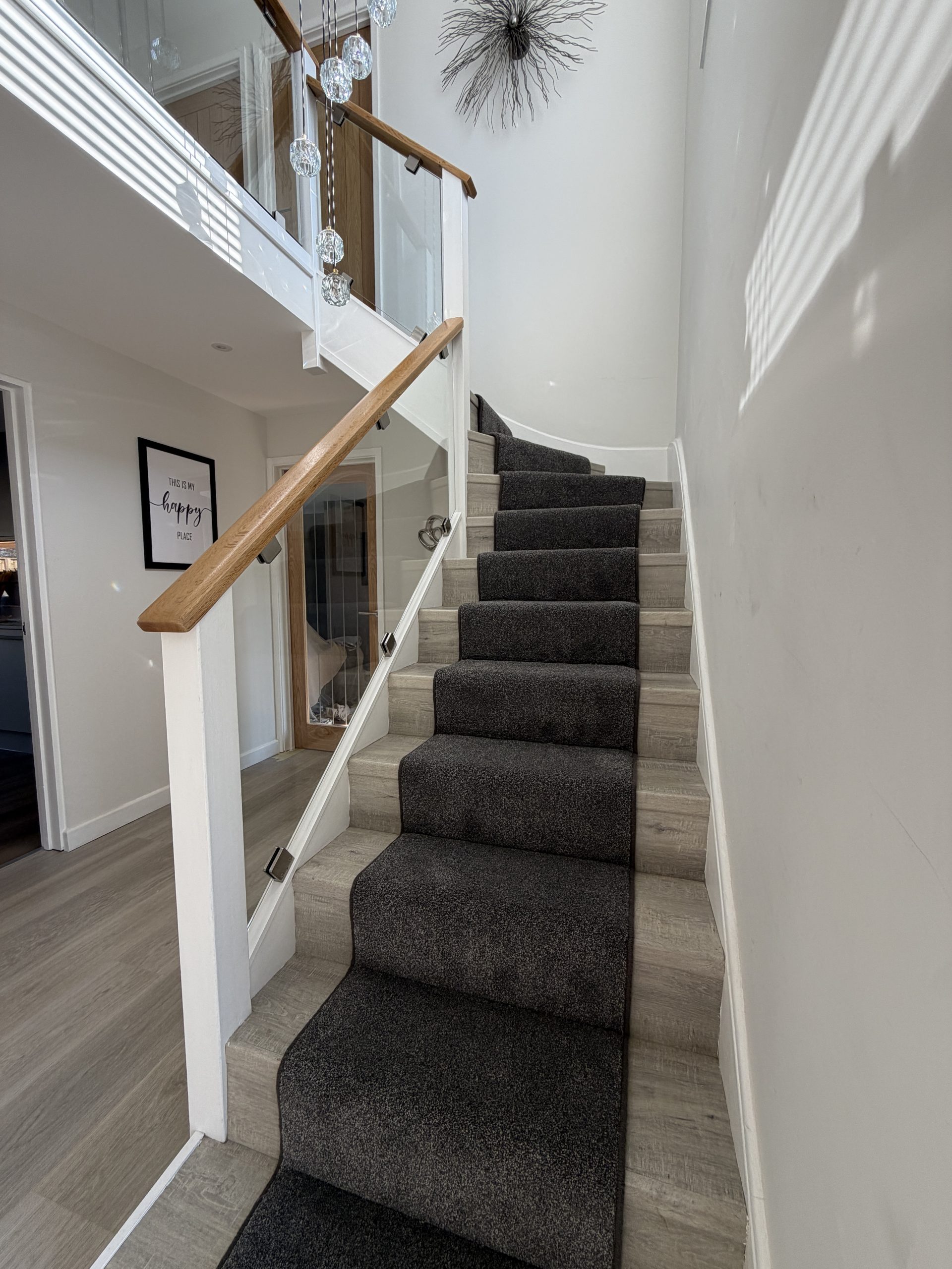 glass stair balustrade installed in Cambridge home